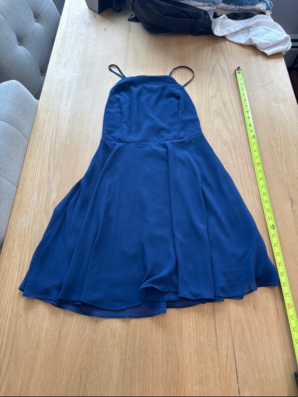 Lulu's Navy Blue Spaghetti-Strap Fit-and-Flare Dress